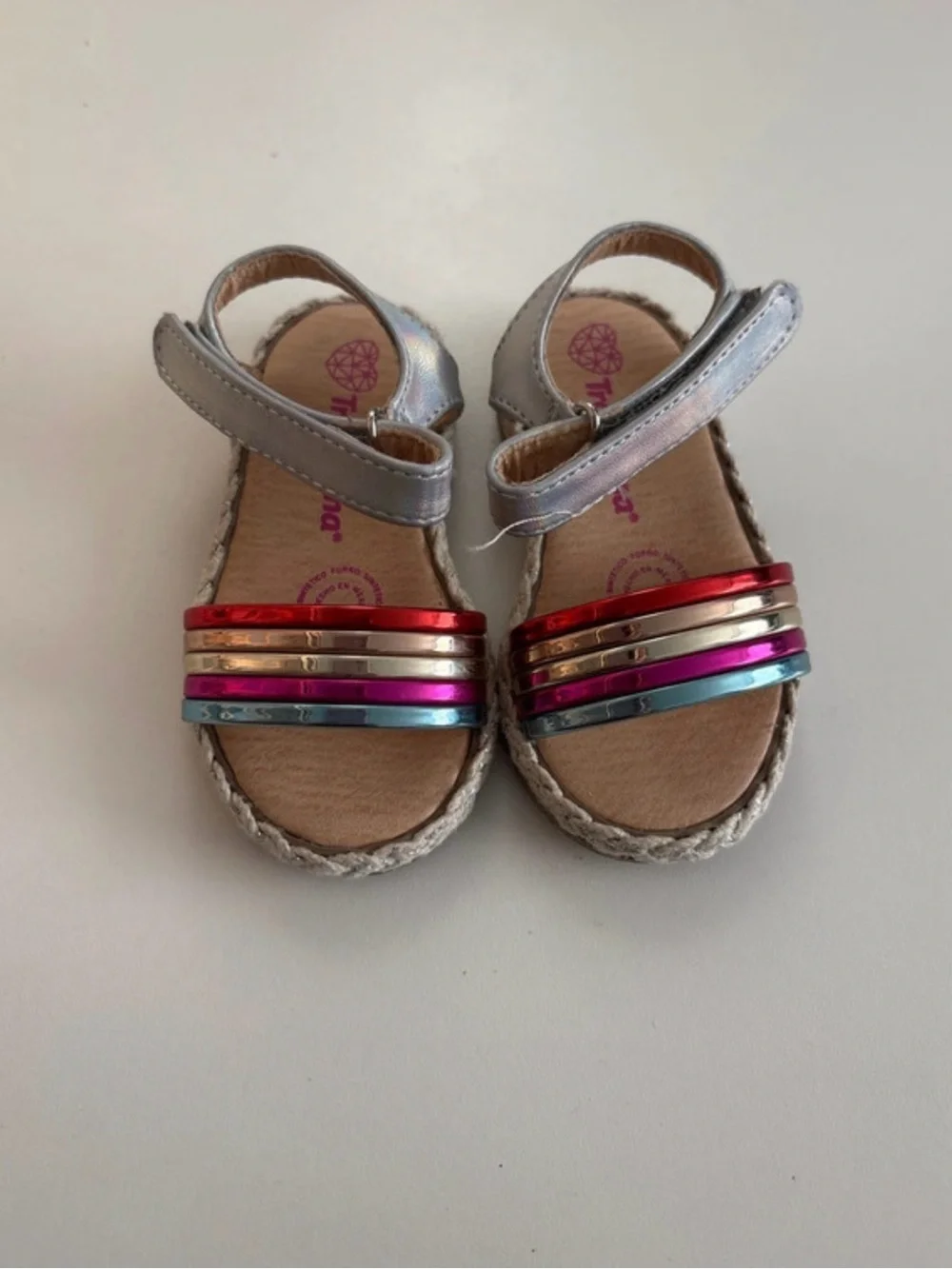 Kids Metallic Rainbow Strap Sandals - Silver 3